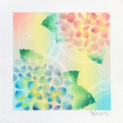 パステルアート　紫陽花
