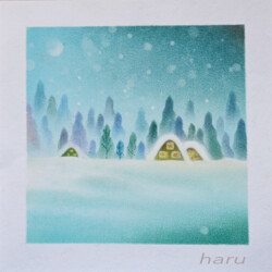 パステルアート 雪の白川郷