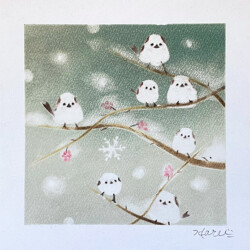 パステルアート 雪の妖精シマエナガ