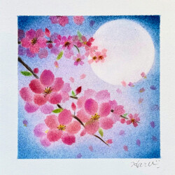 パステルアート 夜桜