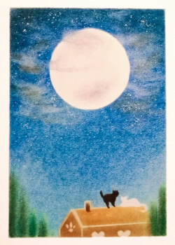 パステルアート 満月の夜に